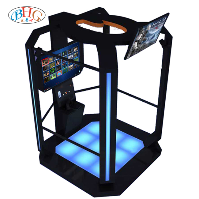 hot sell interactive space vr  shooting 9d treadmill equipment vr walking platform simulator with vive handlers